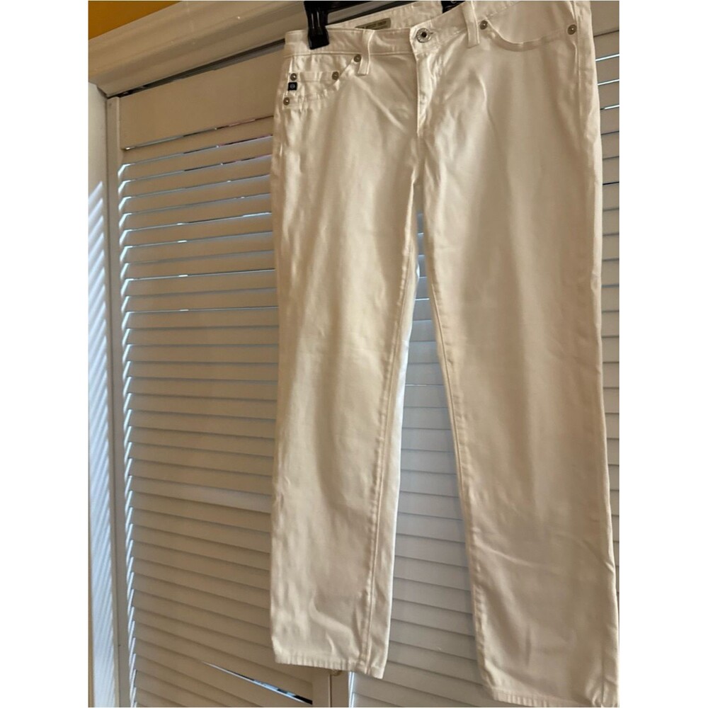 Ag Adriano Goldschmied White Cropped Straight-Leg Jeans
